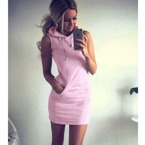 Summer Dress Hooded Sweatshirt O-neck Sexy Elegant Women Party Dresses Bodycon Short Dress