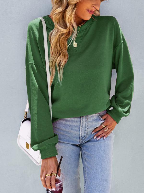 Women’s Solid Color Loose Fit Crewneck Sweatshirt