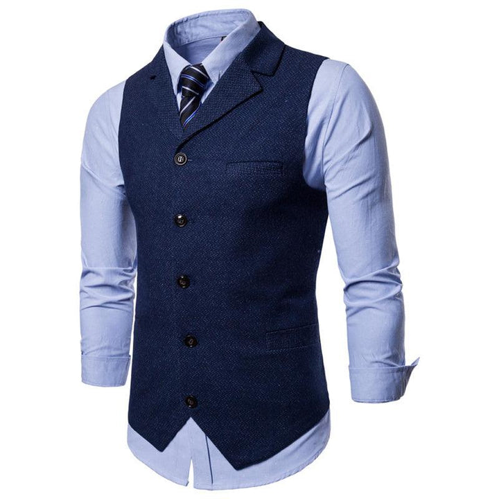 Men's Plain Color Single Breasted Lapel Jacket Jacket Clip Spring and Autumn Men's Casual Vest suit vest men