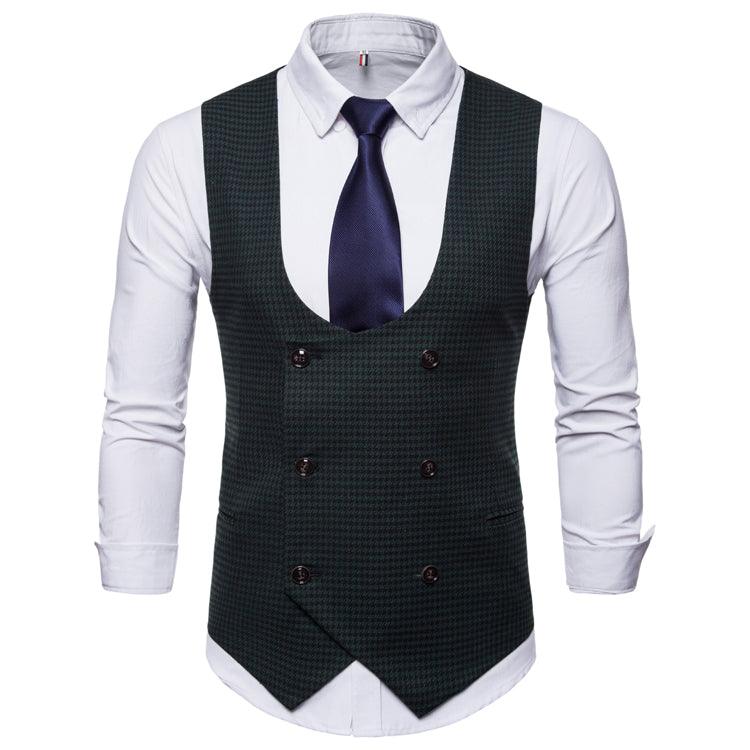 Smart Casual Suit Vest Mænd Efterårsstil U-krave Mænds fritidsvest