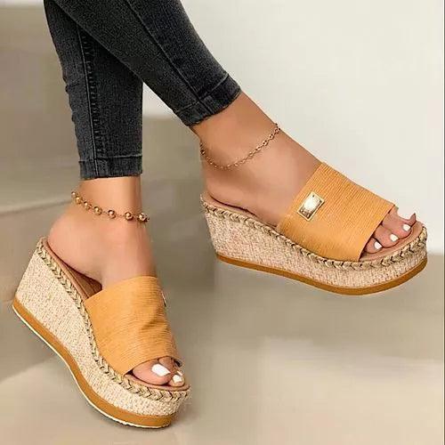 Vrouwen Wiggen Platform Sandalen Casual Peep Toe Hoge Hakken Schoenen Slippers Riem Sandaal Femmes