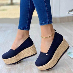 Women Shoes Flats Woman Sneakers Ladies Comfort Loafers Slip On Casual Heels Platform Shoes Flock Thick Bottom Shoes