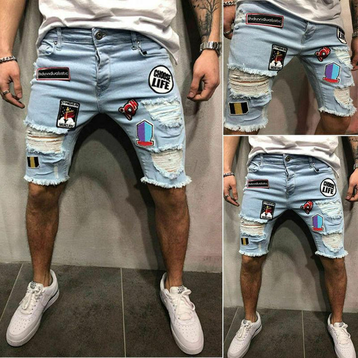 Sommer-denimshorts til mænd