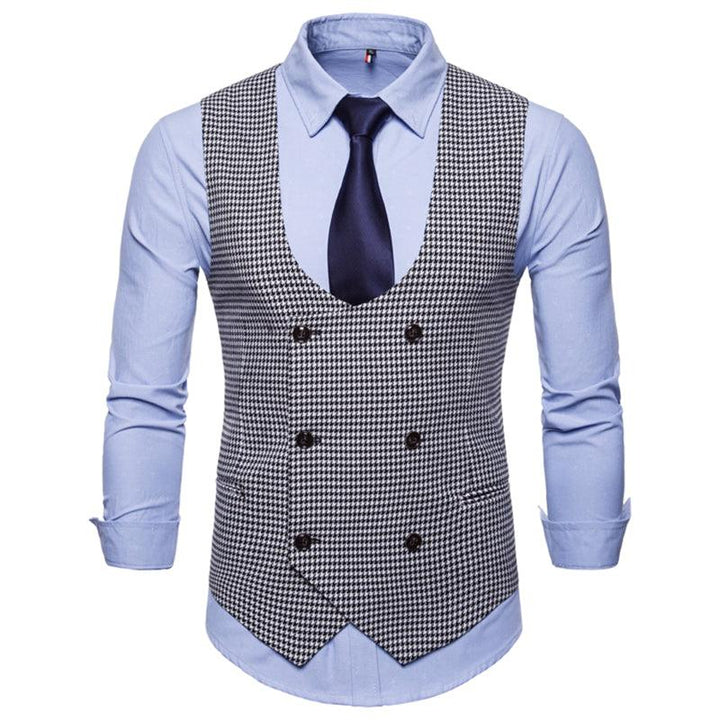 Smart Casual Suit Vest Mænd Efterårsstil U-krave Mænds fritidsvest