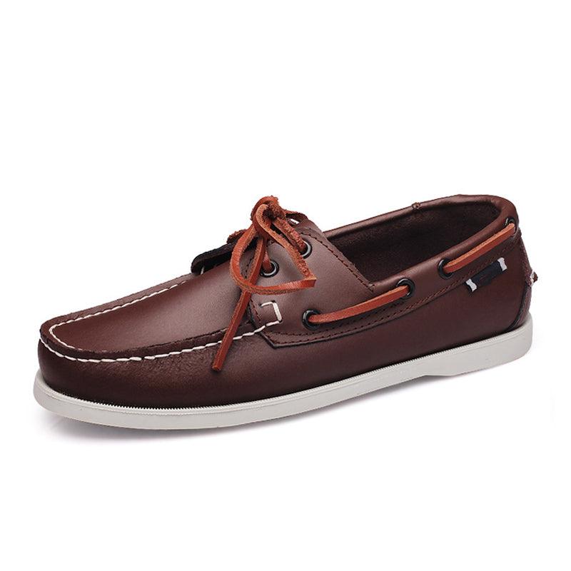 Genuine Leather Men Boat Shoes brand Hand Sewing Slip-On Mens Loafers Casual Driving Moccasins Business Men Shoes