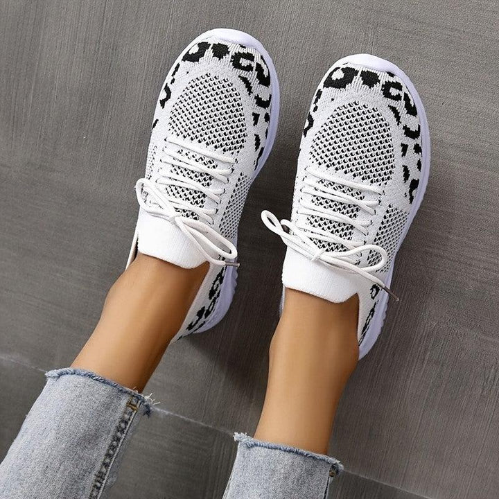 Sportschoenen met veters en luipaardprint voor dames