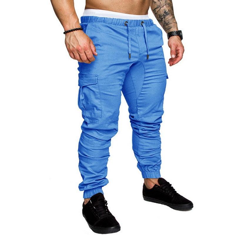 Casual Men Pants Hip Hop Joggers Pants Male Trouser Men Solid Multi-pocket Pants Sweatpants