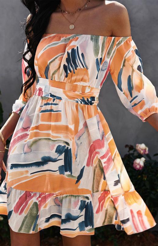 Dames lente/zomer wikkeljurk met modeprint