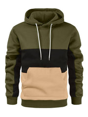 Men's Color Block Color Contrast Long Sleeve Hooded Sweatshirt