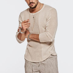 Men's Solid Color Textured Knit Sweater