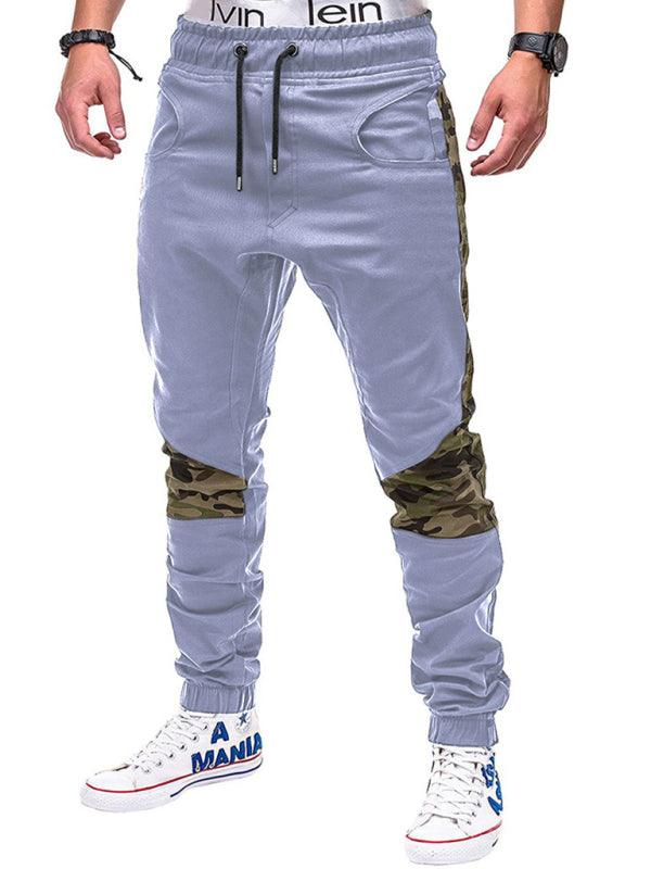 Men's Camouflage Patchwork Drawstring Waist Cargo Pants