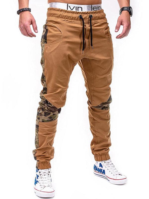 Men's Camouflage Patchwork Drawstring Waist Cargo Pants