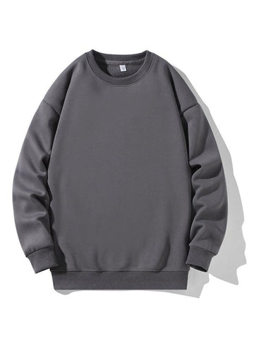 Men's new solid color round neck long sleeve sweatshirt