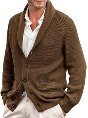 Men's new style lapel long sleeve knitted jacket fashion sweater