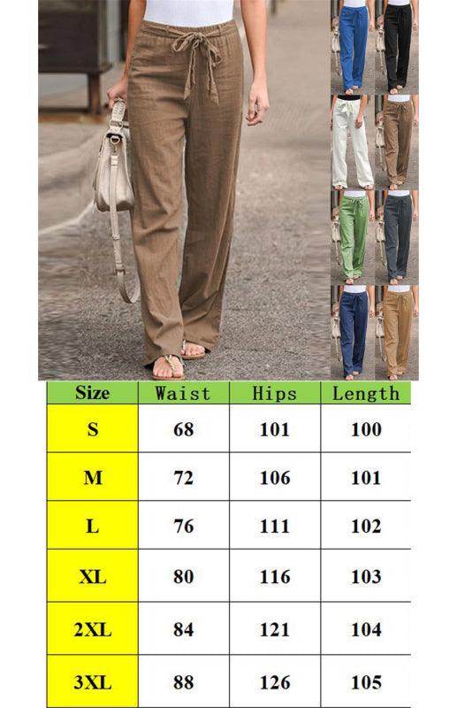Women's European And American Elastic Waist Solid Color Belt Loose Trousers