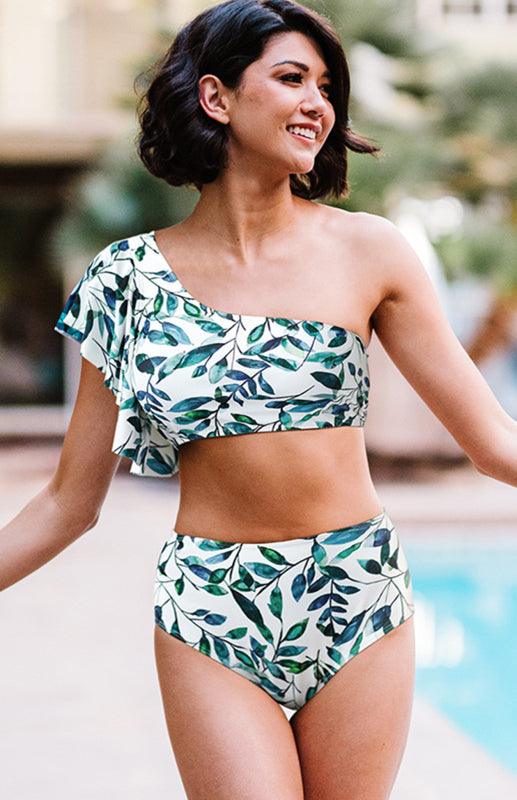 Women's Printed One-Shoulder Split Swimsuit