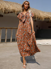 Women's Knotted Floral Print Casual Dress