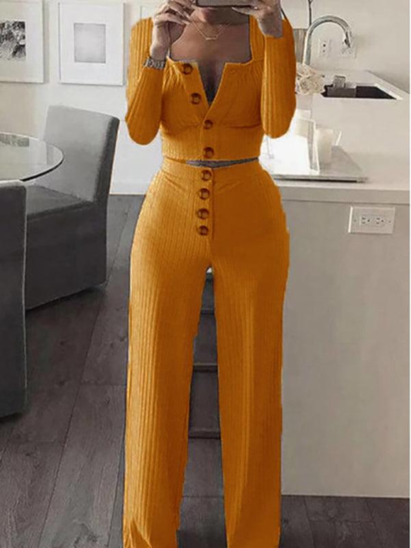 Women's Long Sleeve Cardigan Slim Button Casual Suit