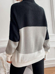women's color block long sleeve turtleneck sweater women's fashion