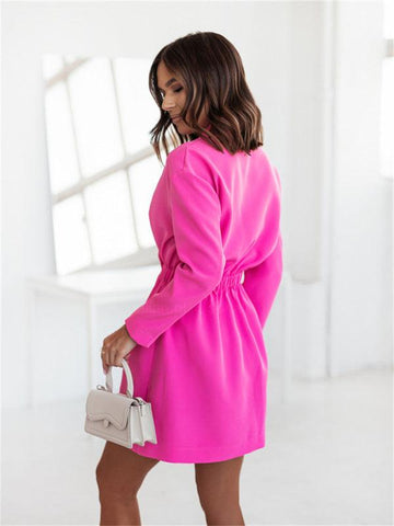 Women's Solid Color Long Sleeve Mini Blazer Dress