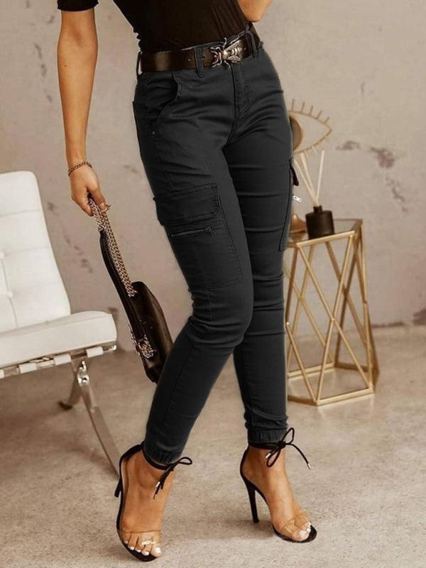 Women's Solid Color Ankle Cargo Pants