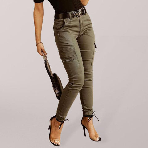 Women's Solid Color Ankle Cargo Pants