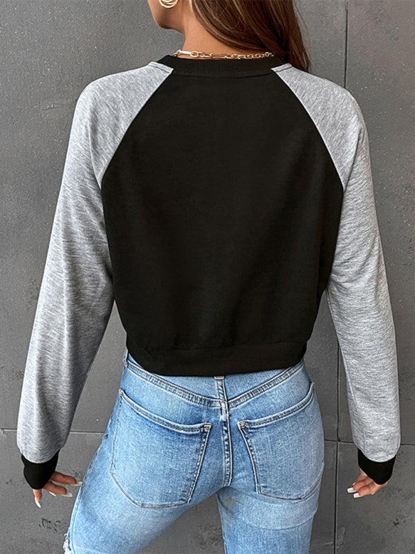 Women's Cropped Raglan Long Sleeve Sweatshirt