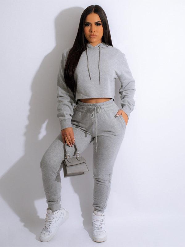 Women's Solid Color Power Blend Matching Sweatshirt And Sweatpants