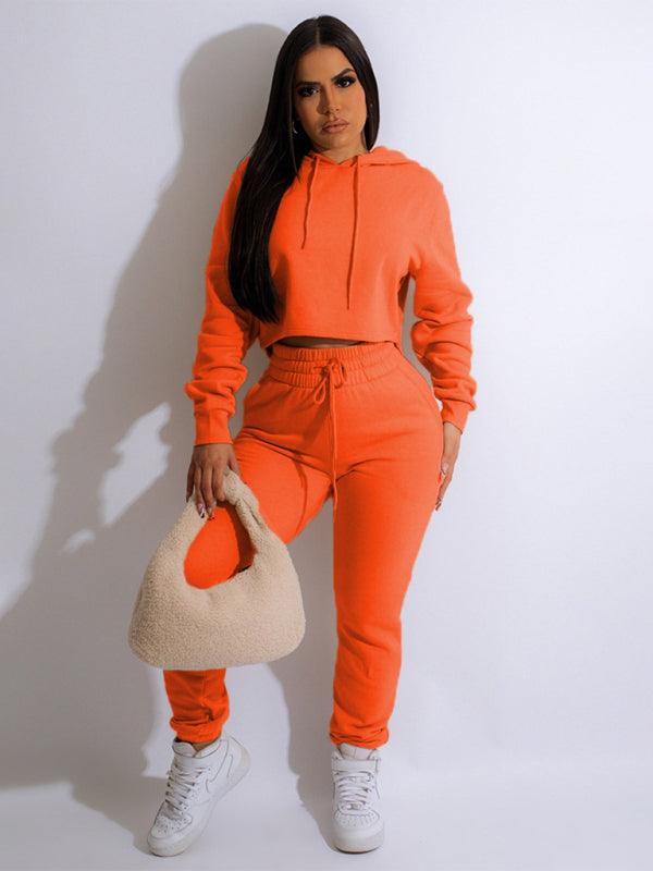 Women's Solid Color Power Blend Matching Sweatshirt And Sweatpants