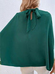 Women'sSolid color elegant turtleneck loose half sleeve blouse
