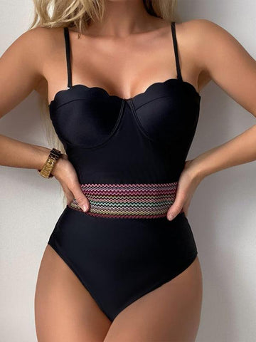 Women's Sexy Black Shell Shape One Piece swimwear