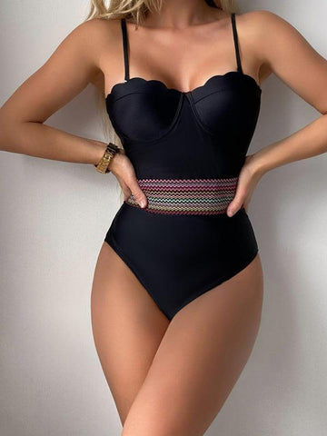 Women's Sexy Black Shell Shape One Piece swimwear