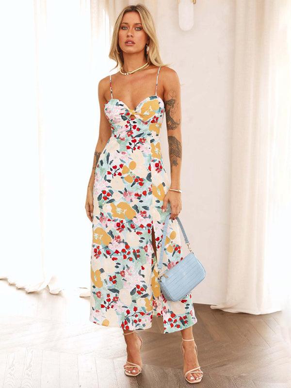 Women's Printed Elegant Slip Midi Dress