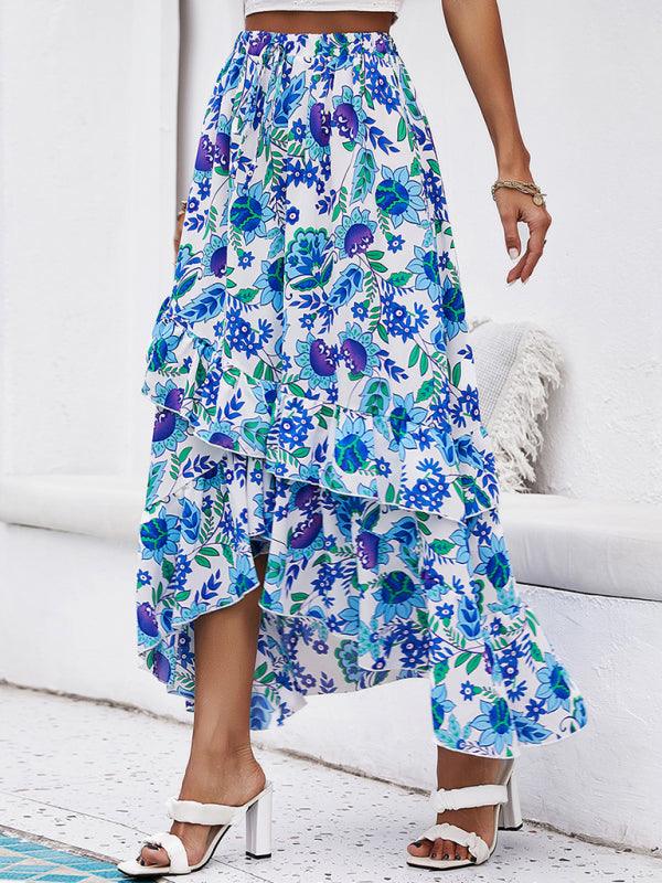 Casual Holiday Bohemian Floral Mid Length Skirt