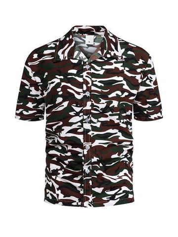 Men's Floral Print Short Sleeve Button-Up Shirt