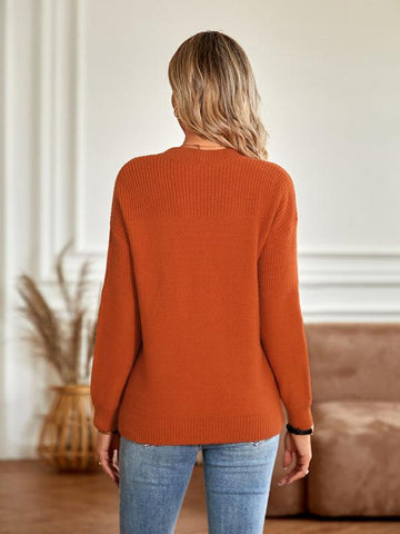 Loose Round Neck Long Sleeve Ladies Sweater