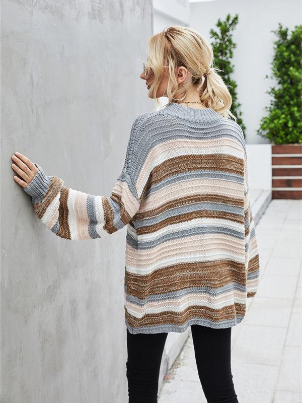 Pullover plus size women's sweater knitted patchwork sweater
