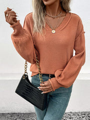 New women's long sleeve solid color sweater