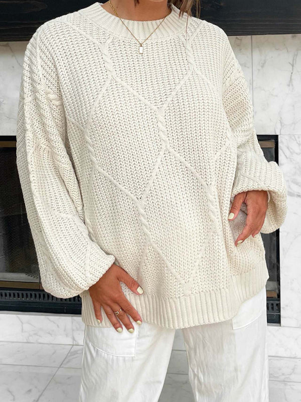 Women's new round neck pullover lazy knitted loose casual sweater