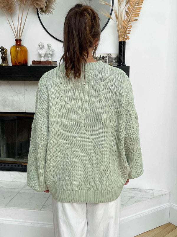 Women's new round neck pullover lazy knitted loose casual sweater