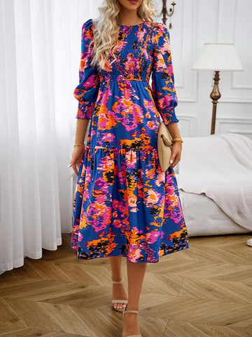 Women's Elegant Commuting Round Neck Printed Dress