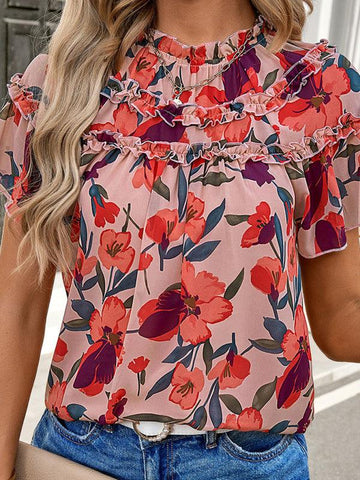 Women's new casual printed short-sleeved tops