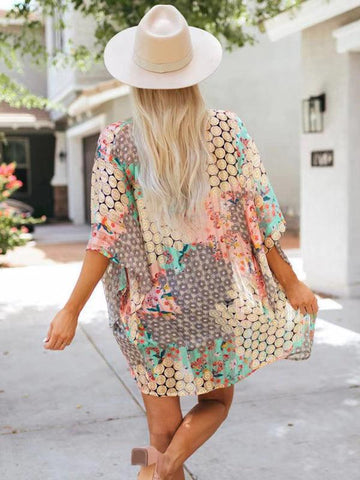 Floral cardigan short-sleeved chiffon sun protection clothing