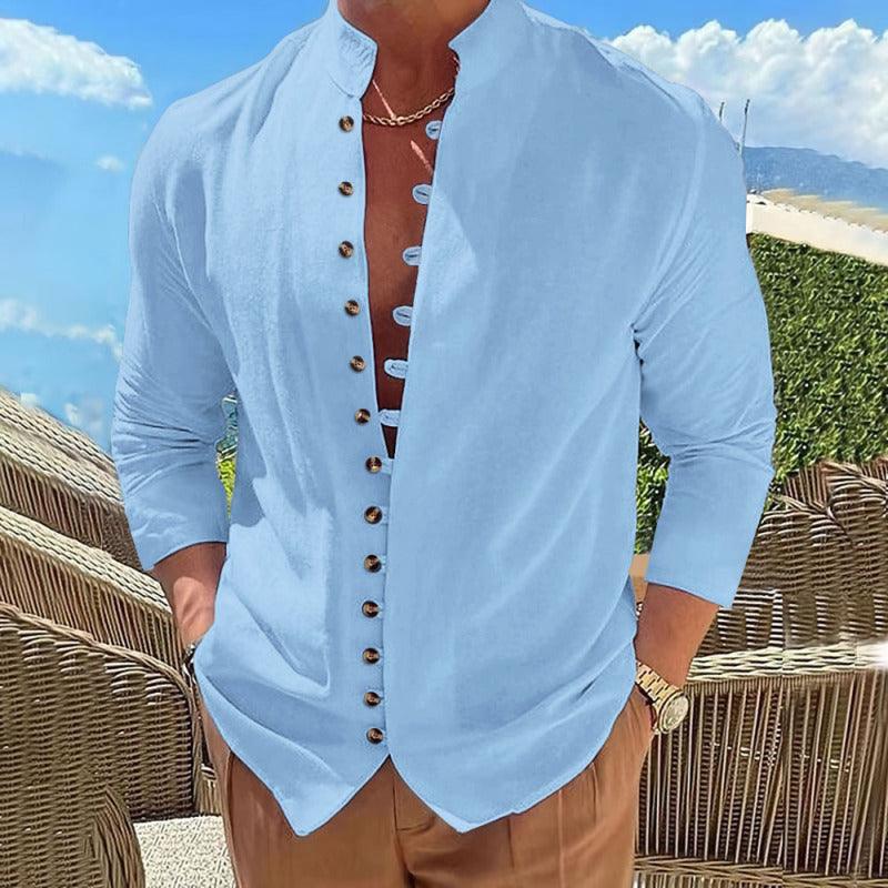 New Fashion Men's Retro Button Casual Long Sleeve Shirt