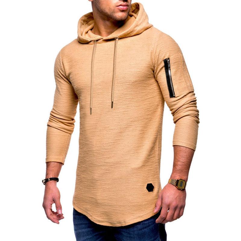 Pull à capuche avec poche zippée sur le bras vert armée pour hommes